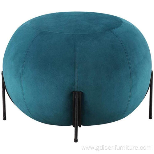 Sofa Stool Velvet Tufted Metal Stool